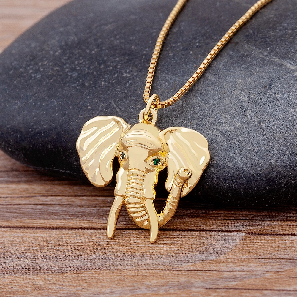 New Fashion Good Luck Cute Elephant Pendant Crystal Stone Animal Pendant Statement Personality Necklaces for Women Party Jewelry