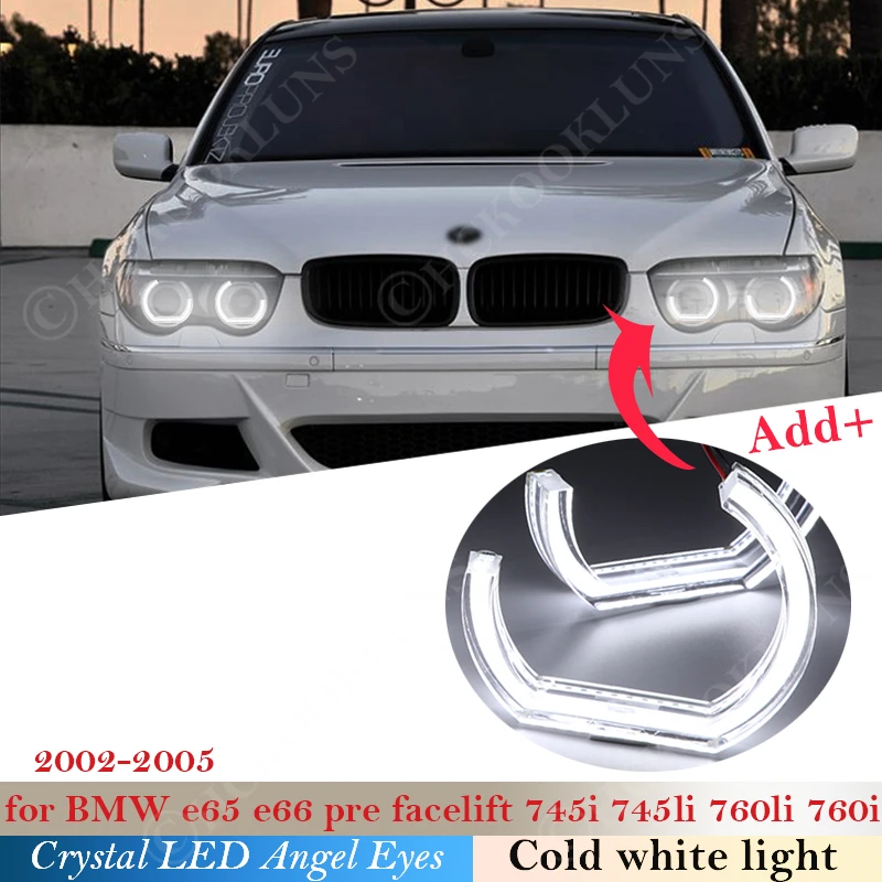 

DTM Style Crystal LED Angel Eyes Halo Rings Light kits For BMW E65 E66 PRE FACELIFT 745i 745Li 760Li 760i 2002-2005 headlight