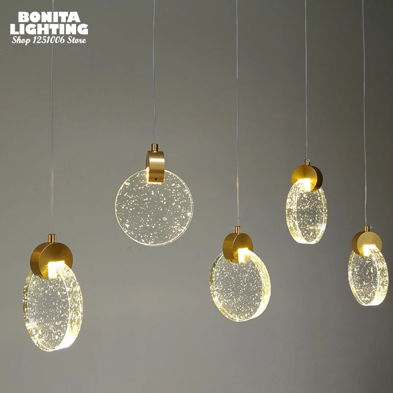 

Modern simple droplight round crystal led small pendant lights Bubble solid glass gold hanging lights for dining room