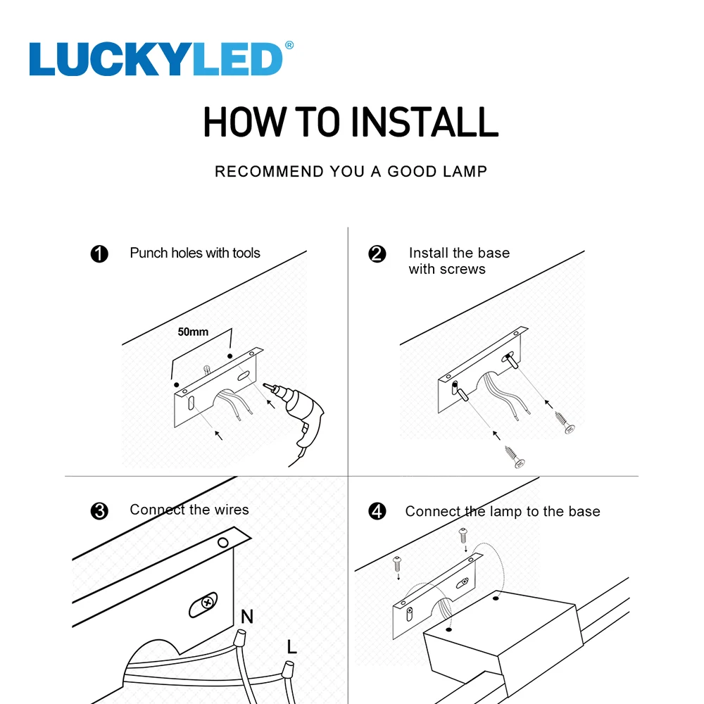 LUCKYLED Modern Led Bathroom Light 8W 12W AC85-265V Wall Lamp Wall Mount Light Fixtures Indoor Sconce Lamp Wall Lights Fixture