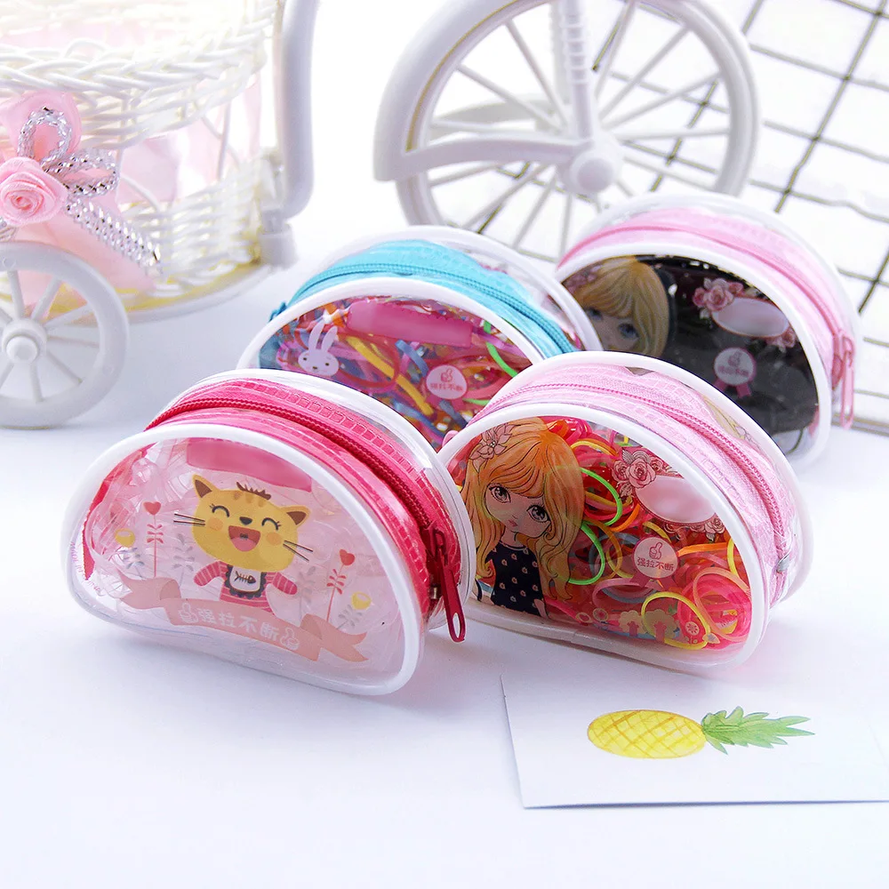 300/lot Cute Girls Colourful Ring Disposable Elastic Hair Bands Holder Rubber Band Scrunchies Kids Hair Accessories