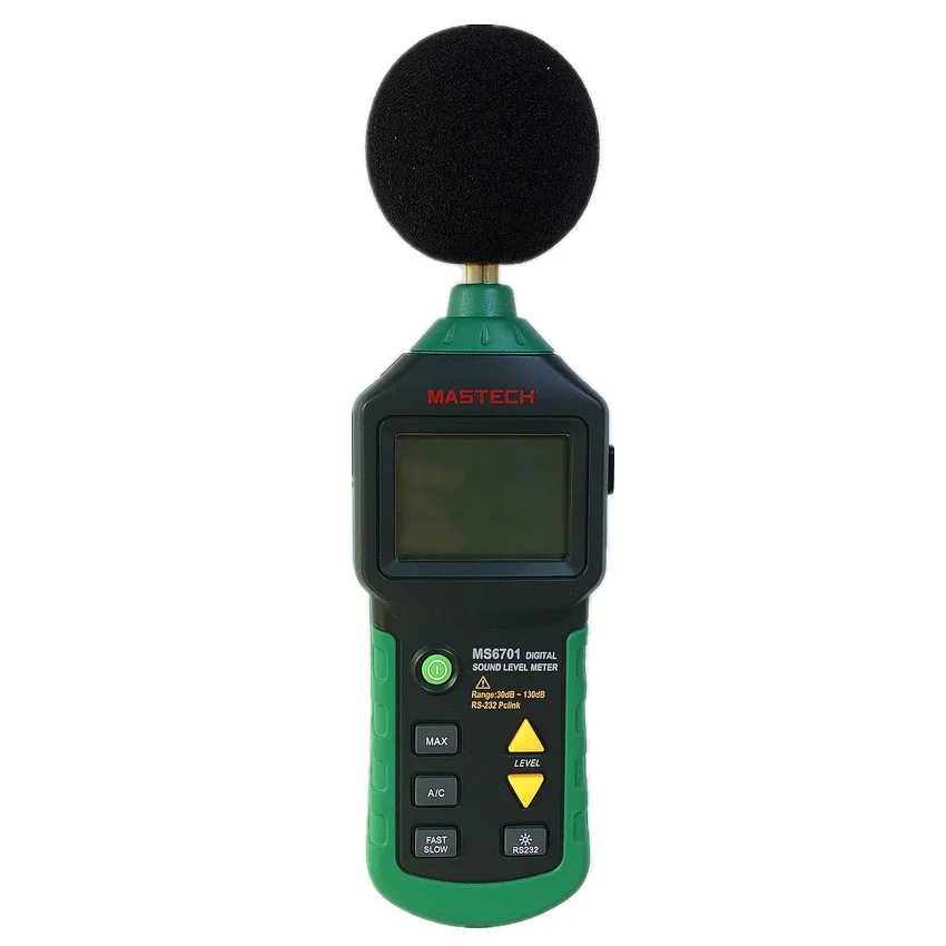 MASTECH MS6701 Autoranging Digital Sound Level Meter Decibel Tester Noise Meter with RS232 Interface and Software,30dB to 130dB