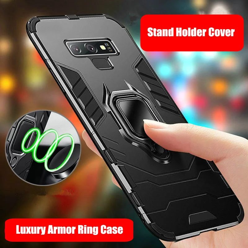 Shockproof Armor Case For Samsung Galaxy Note 9 Case S10 Plus Ring Stand Back Cover For Samsung Note9 Note8 Coque Funda