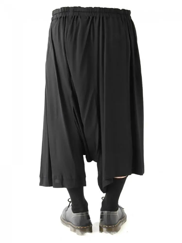 Men's new leisure harun pants loose wide leg wrinkles youth big size trend personality spring and summer new skirt pants