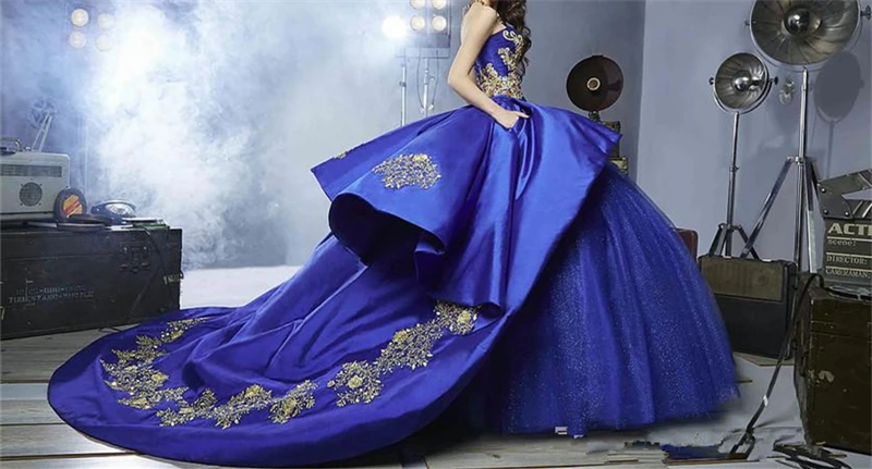 2019 Royal Blue Baljurk Quinceanera Dress Kralen Vestidos De 15 Anos Sweet 16 Jurk Debutante Toga Vestido De 15 anos BM174