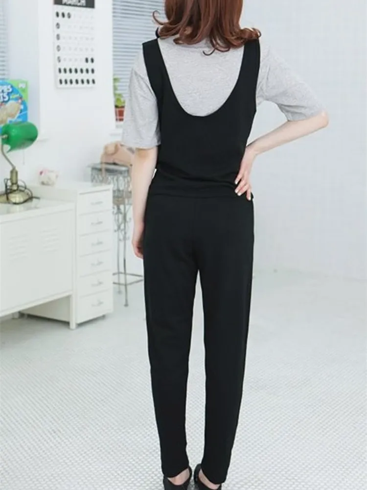 Free Shipping 2021 Customized Plus Size S-10XL All-match Jumpsuit And Rompers Bib Pants Black And Gray Trousers For Women Casual