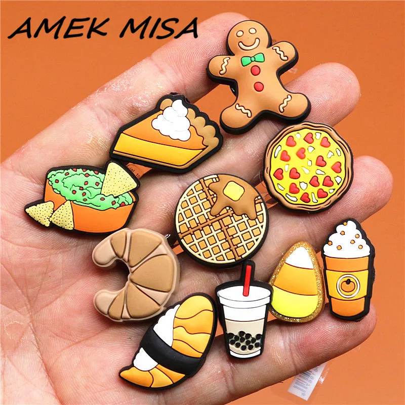 1pcs Foods Shoe Charms Cute Sushi Cookies Ice Cream Cake PVC Shoes Accessories Upper Decoraciones for Buckle Kids Gifts