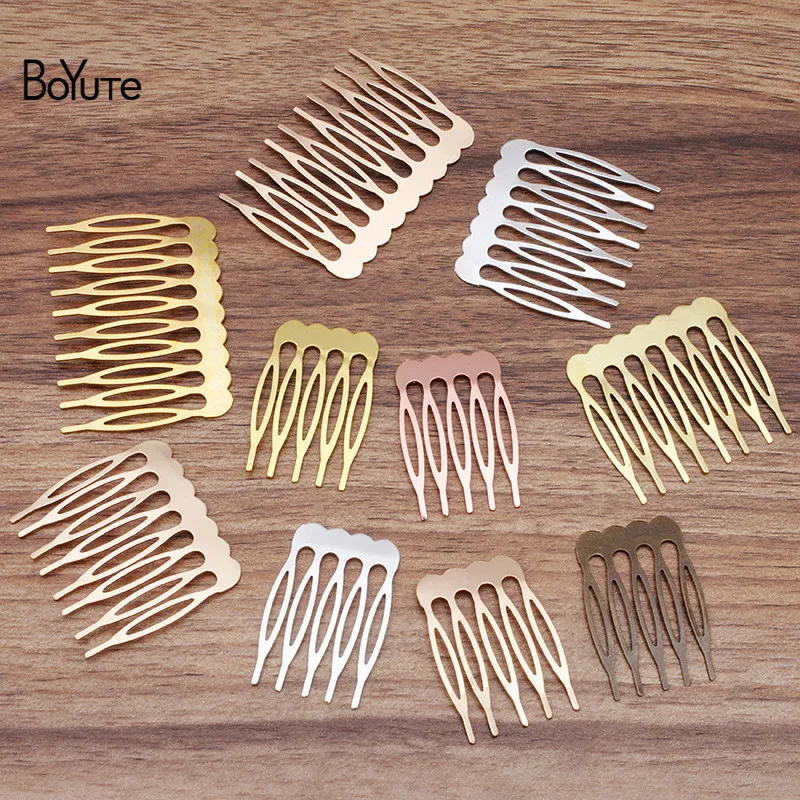 BoYuTe (20 Pieces/Lot) Metal Brass 5-8-10 Teeth Hair Comb Diy Jewelry Accessories Hand Beading Material