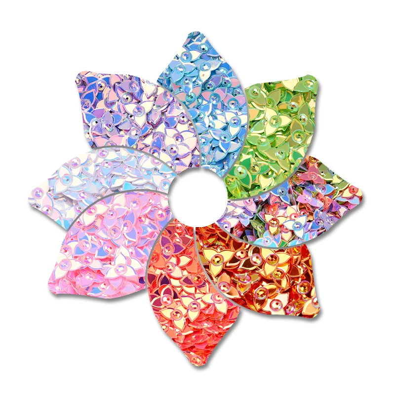 1000pcs  Mixed color Triangle flower Shape PVC loose Sequins Glitter Paillettes for manicure/sewing/wedding decoration confetti