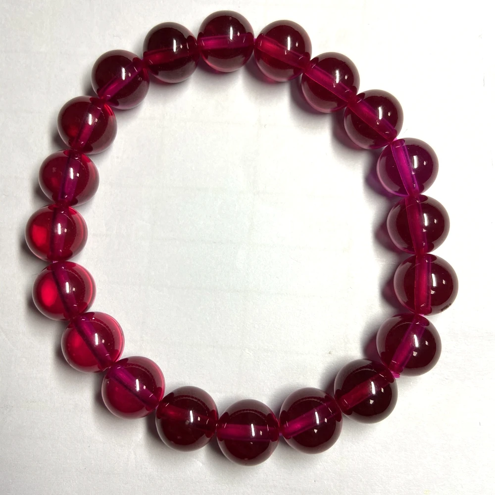 Meisidian 6 8 10 12mm Synthetic Corundum Stone Round Ball With Hole Red Ruby Beads Bracelet Making