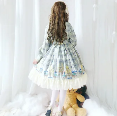 Vestido kawaii gótico lolita op loli, vestido vintage de lolita, con soporte falbala y lazo, estampado victoriano