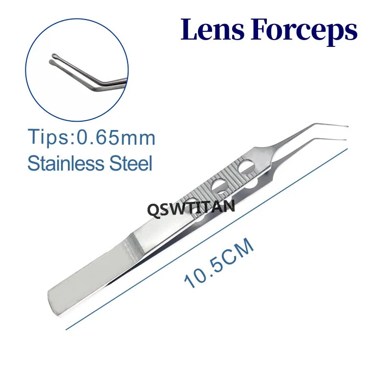 Fórceps de lente cirúrgica de titânio inoxidável, ferramenta oftálmica para pálpebras