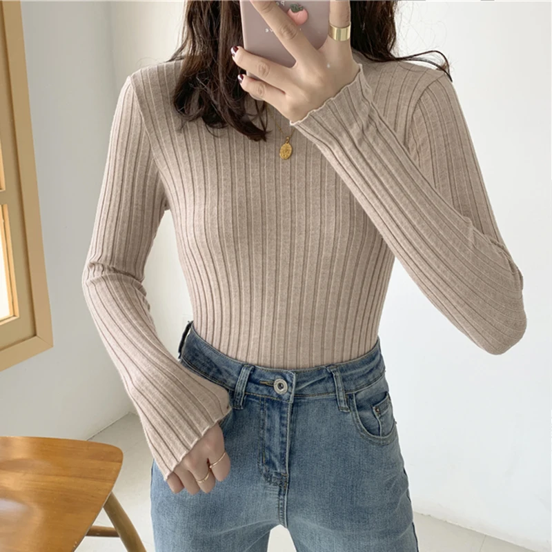 2024 Sweater Women\'s Fashion Autumn Slim-fit Turtleneck Sweater Soft Solid Slim Pullovers Female All-match Knitted Sweaters