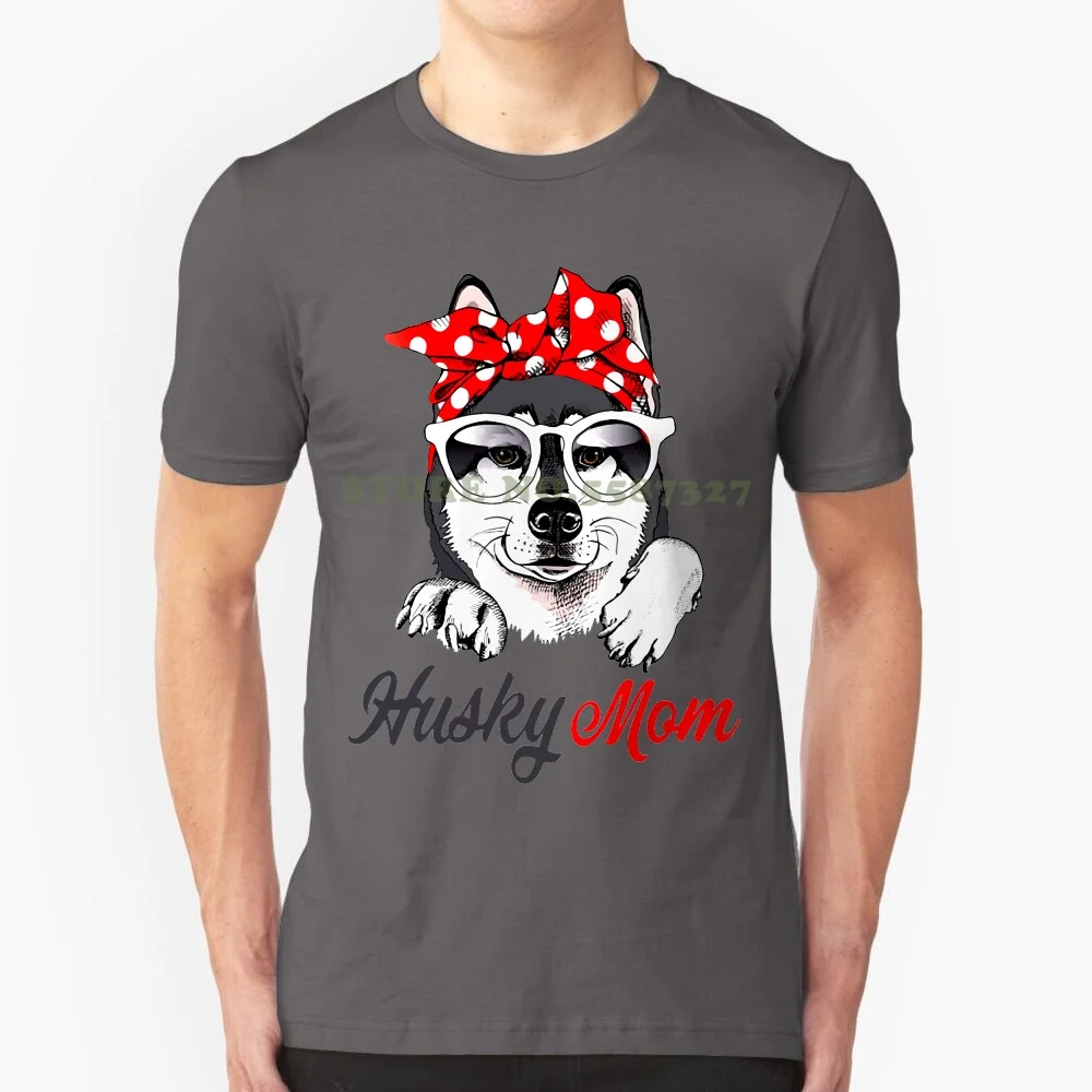 Husky Mom Wearing Glass With The Stylish Leopard Print Scarf Funny Kawaii Tops Tees