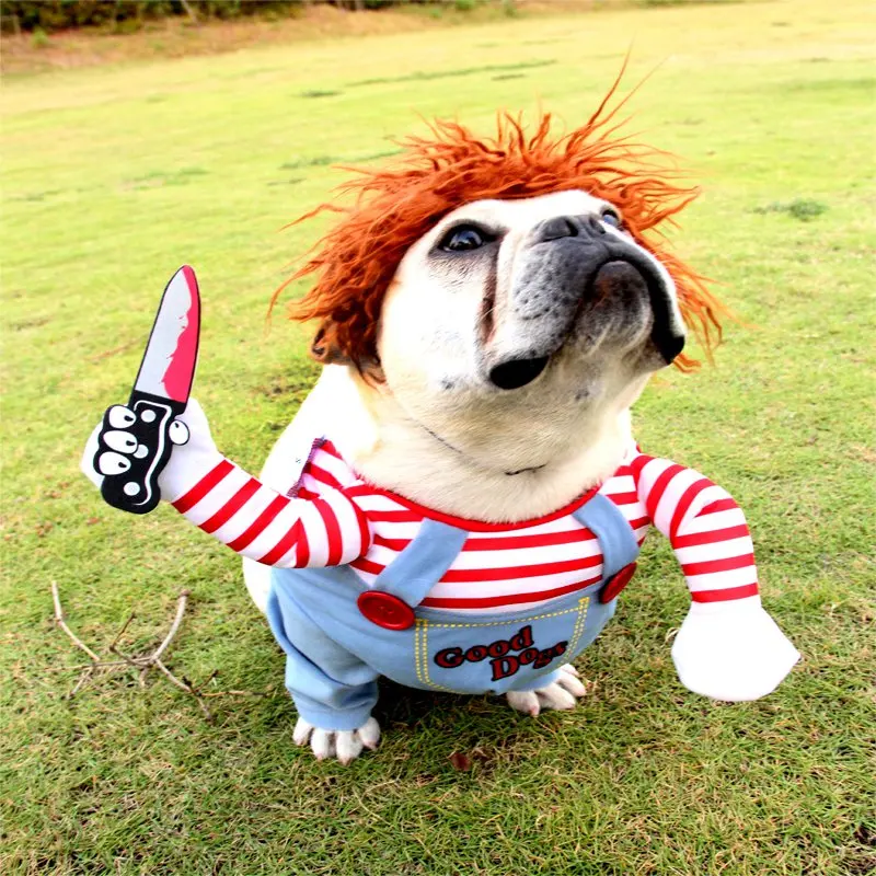 Pet Dog Halloween Clothes Dogs Holding a Knife Halloween Christmas Costume Novelty Funny Pet Cat Party Cosplay Apparel Clothing image 3