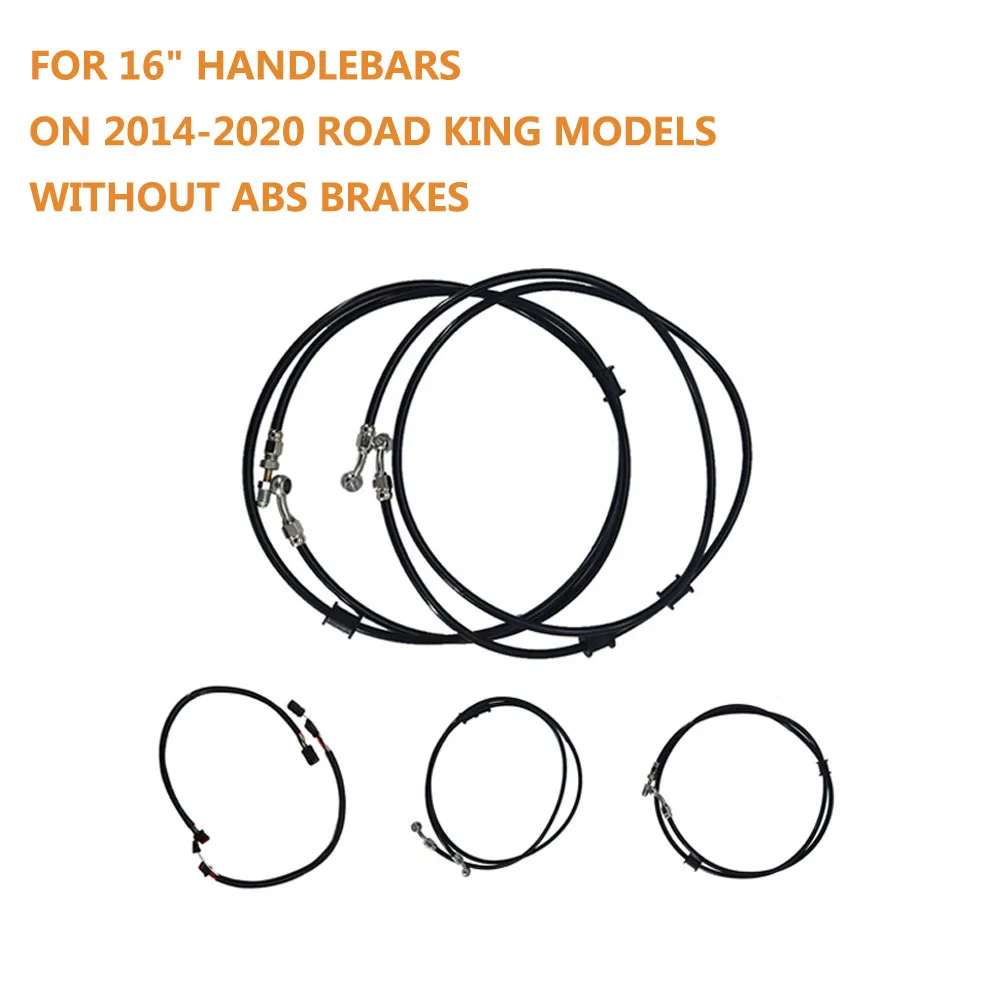 

Black Cable Brake Line Kit for 16" Handlebars on 2014-2020 Road King Models without ABS Brakes