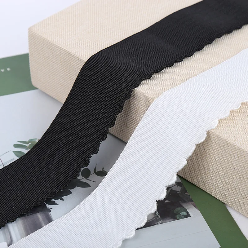 Velvet Single Face Wave Elastic Band For Bra Panties Underwear DIY Sewing Accessories Elastic Bra Strap Black/White 43 Meters