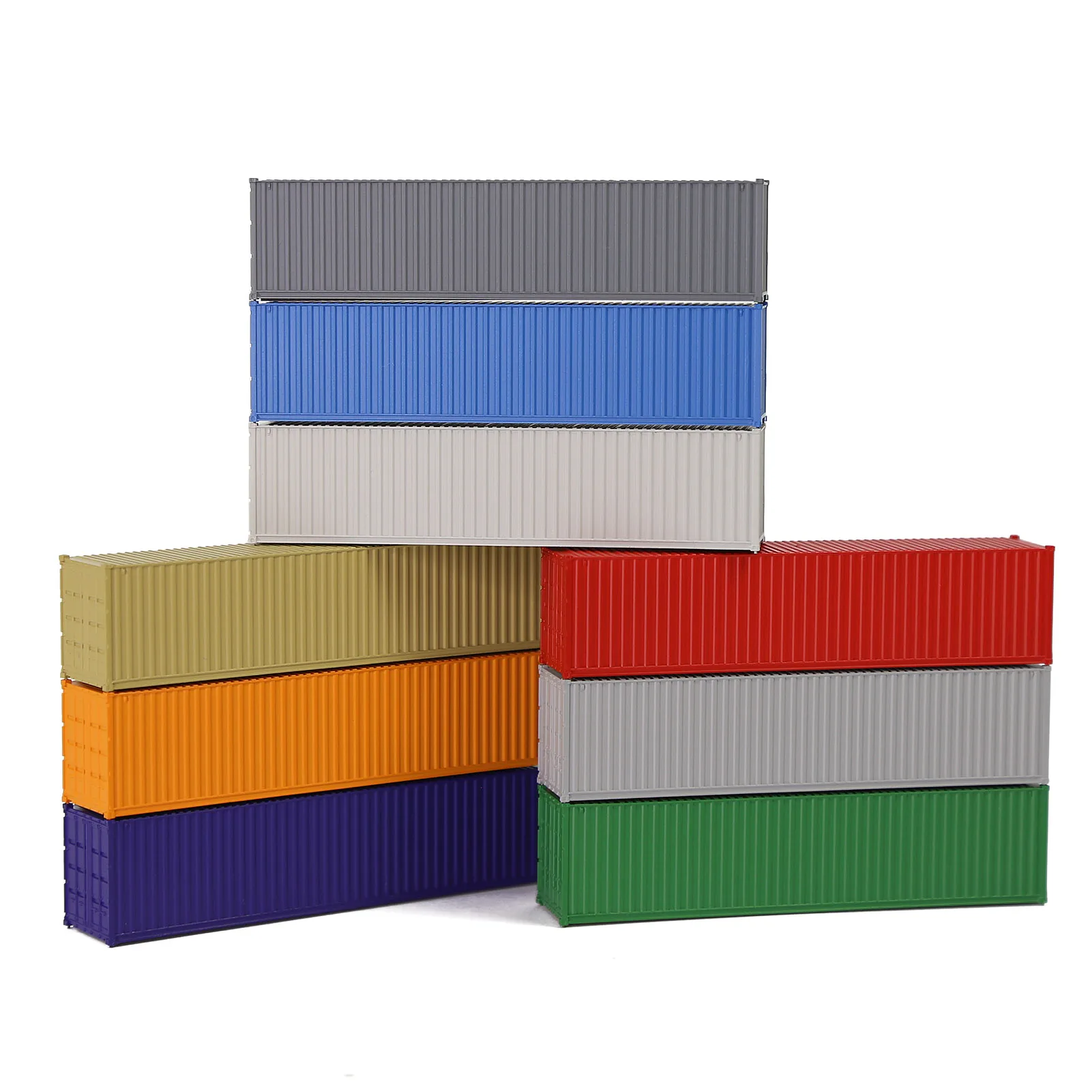 9pcs Different Colors N Scale 1:160 40ft Blank Undecorated Shipping Container 40' Cargo Box C15008