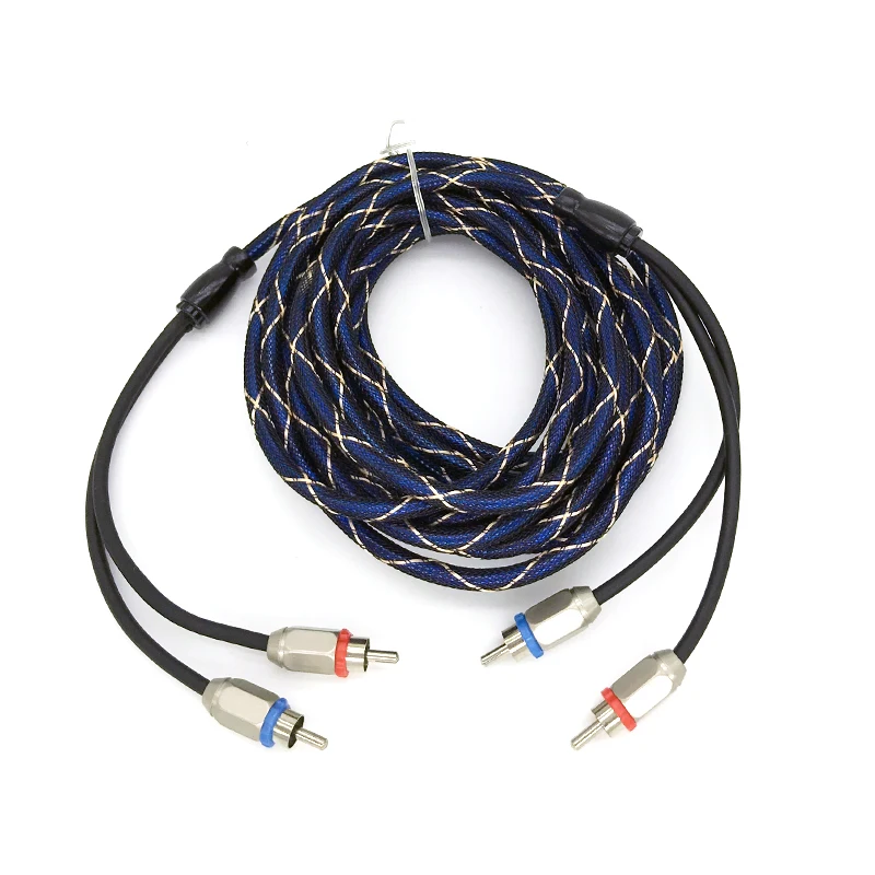 

Кабель 5 м, 2 RCA на 2 RCA, усилитель автомобильной аудиосистемы, плетеный кабель OFC, аудиокабель RCA для цифровой стереосистемы Hi-Fi