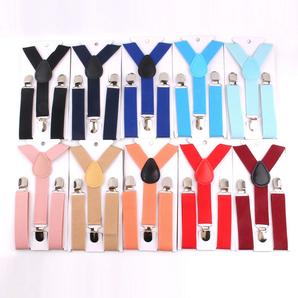 New Kids Suspenders Solid  Adjustable Elastic Suspender Candy Color Children Braces Wedding Accessories Girls Boys Straps