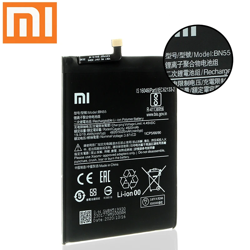 BN55 XiaoMi Original Replacement Battery For Xiaomi Note 9S Note9S Genuine Phone Battery 5020mAh High Capacity + Free Tools