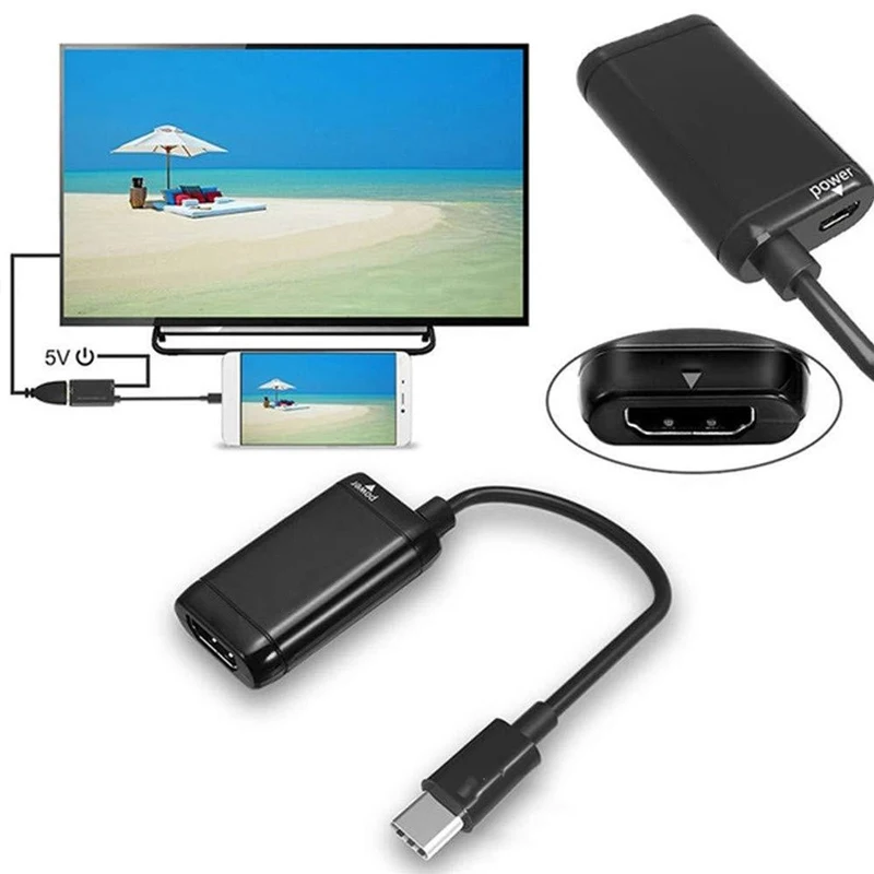 Adaptor Kompatibel HDMI Tipe C Ke USB3.1 Splitter dengan Port Daya Konverter Jantan Ke Betina untuk Aksesori Kabel Tablet Ponsel MHL