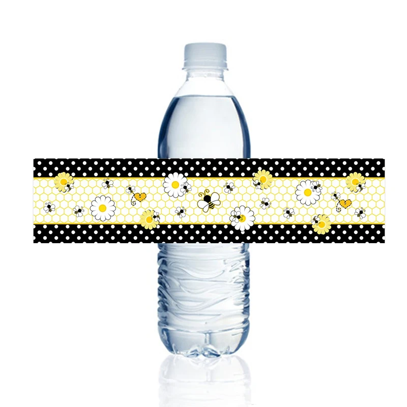 15 Stickers Bumble Bee Party Water Bottle Labels Baby Shower Birthday Party Supplies