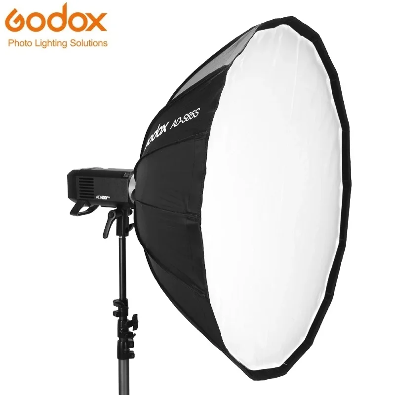 Godox 85ซม.แบบพกพา Deep Parabolic Softbox AD-S85S ร่ม Godox Mount Fast ติดตั้งตารางรังผึ้งสำหรับ AD300 AD400 Pro