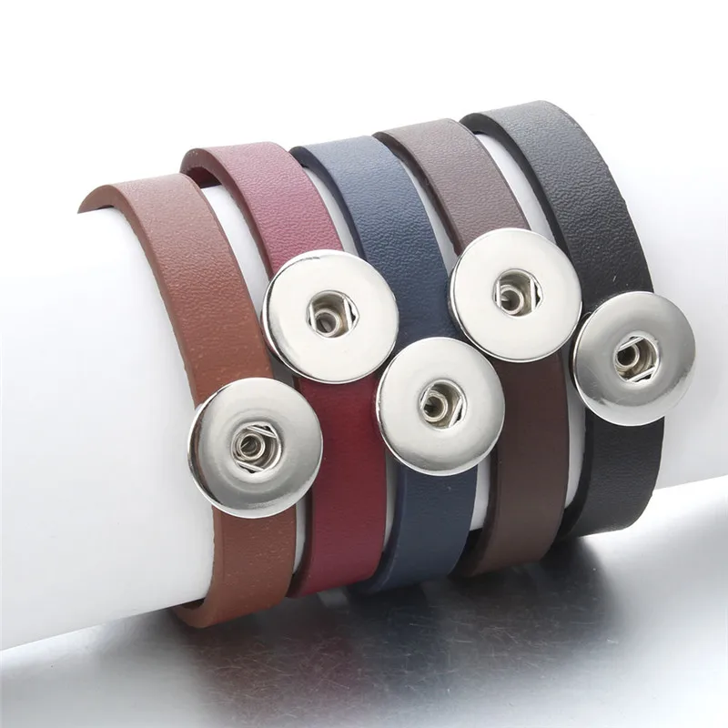 Fashion Snap Jewelry Leather Snap Button Watches Bracelet 18mm Snap Bracelets Simple Leather Bangle For Women Men ZE439