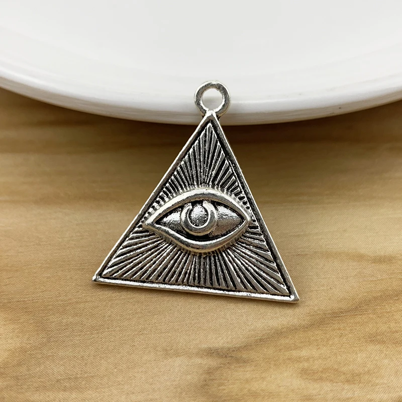 20 Pieces Egyptian All Seeing Eye Of Providence Pagan Symbol Triangle Silver Color Charms Pendant for Jewelry Making Accessories