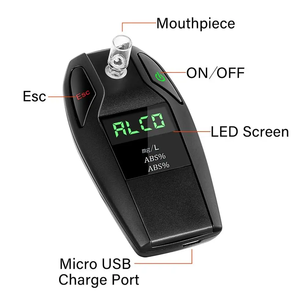 EEK-Brand ,Fuel Cell Sensor Digital Breath Alcohol Tester and Professional Grade Blood Alcohol Content  Made of Zinc Alloy