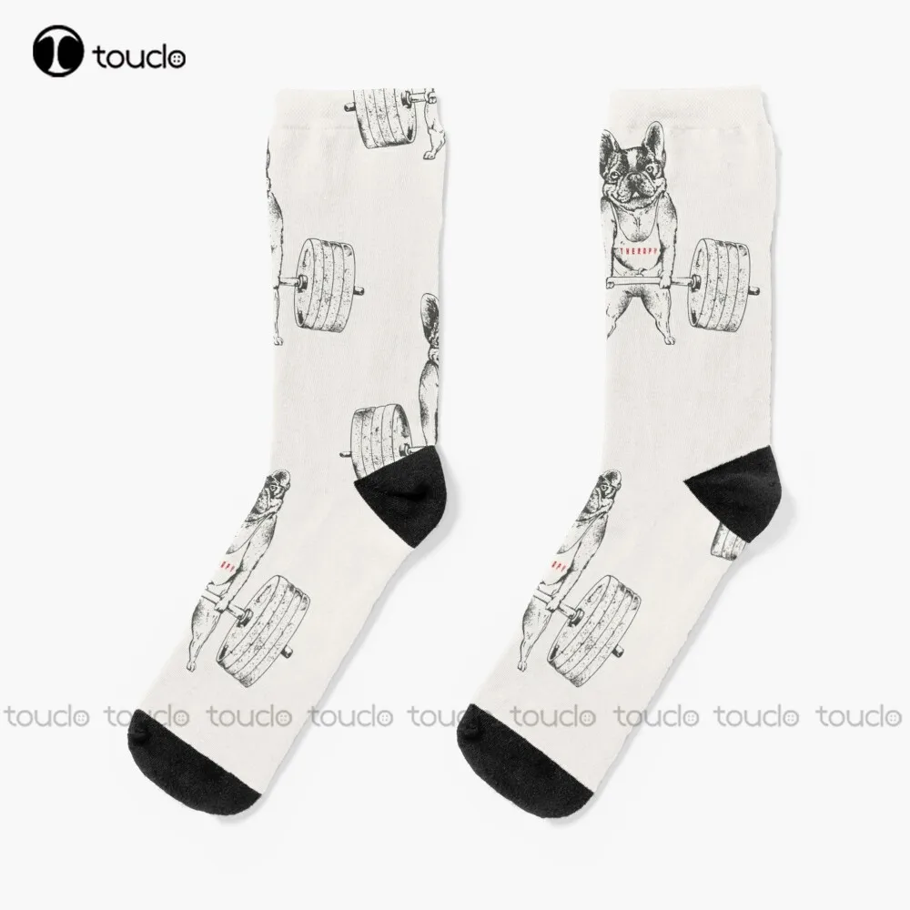 Frenchie Lift Socks Anime Socks Personalized Custom Unisex Adult Teen Youth Socks 360° Digital Print Hd High Quality  Funny Sock