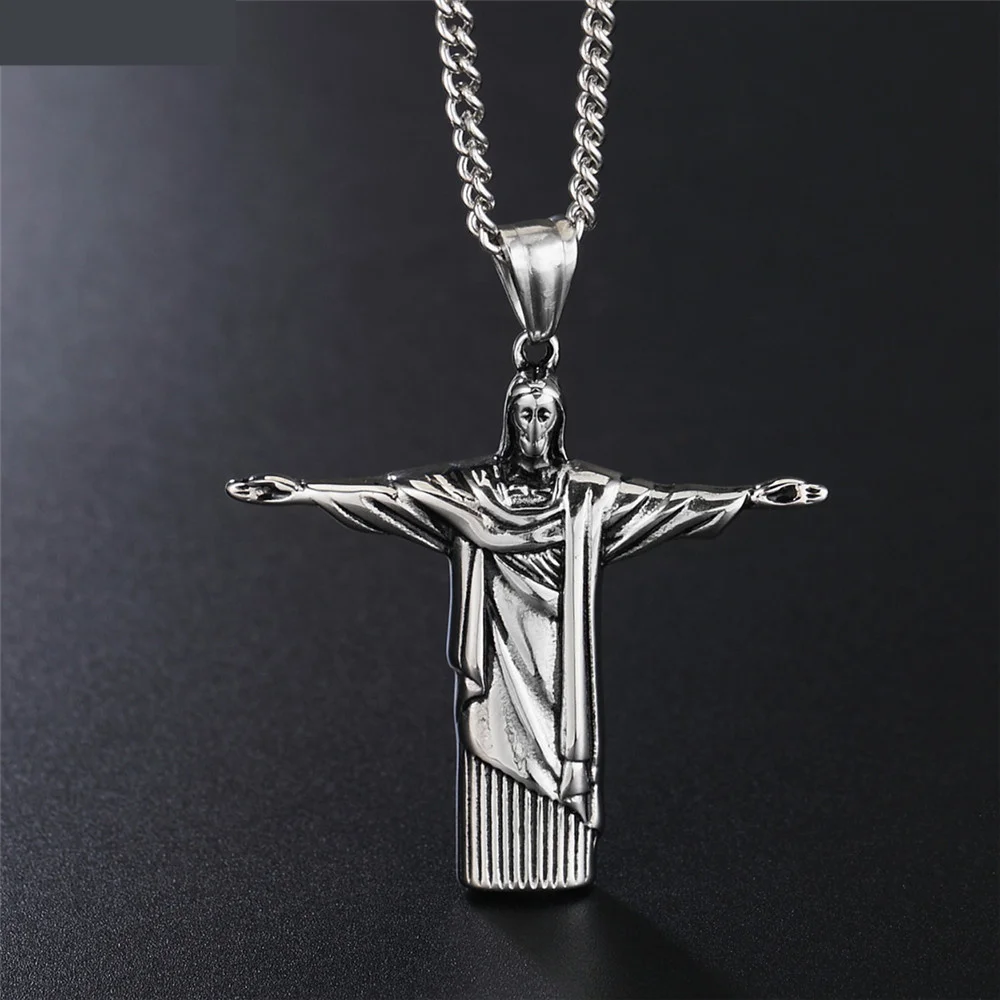 كريستيان يسوع التيتانيوم الصلب قلادة قلادة الكاثوليكية