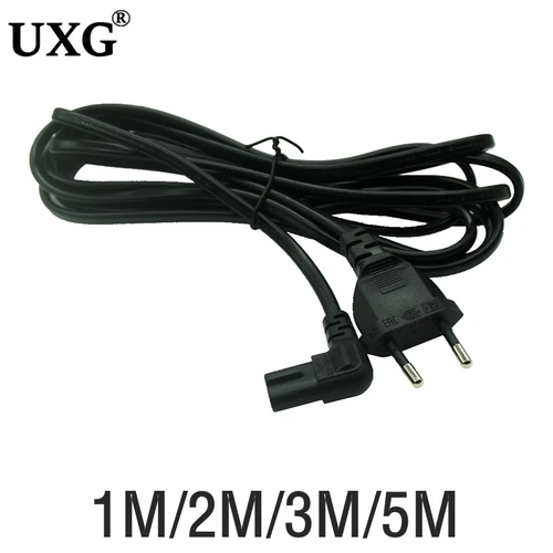 IEC320 C7 Cable de extensión de alimentación de la UE, 2 pines, 90 grados, cargador de ordenador portátil Dell, Canon, Epson, impresora, Radio, altavoz, PS4, XBOX One S