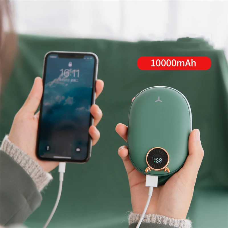 

Powerbank Pocket Hand Warmer Heater with Digital Display Portable Charger for iPhone 15 Pro Max Xiaomi 14 Power Bank 10000mAh