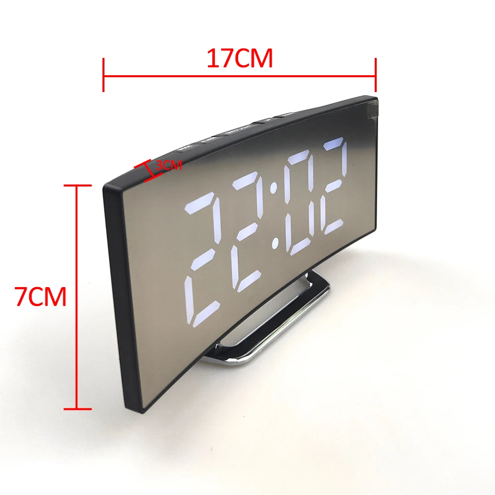 Curved LED Screen Alarm Clocks Digital Alarm Clock Desk Table Clock for Kids Bedroom Temperature Snooze Function Home Decor