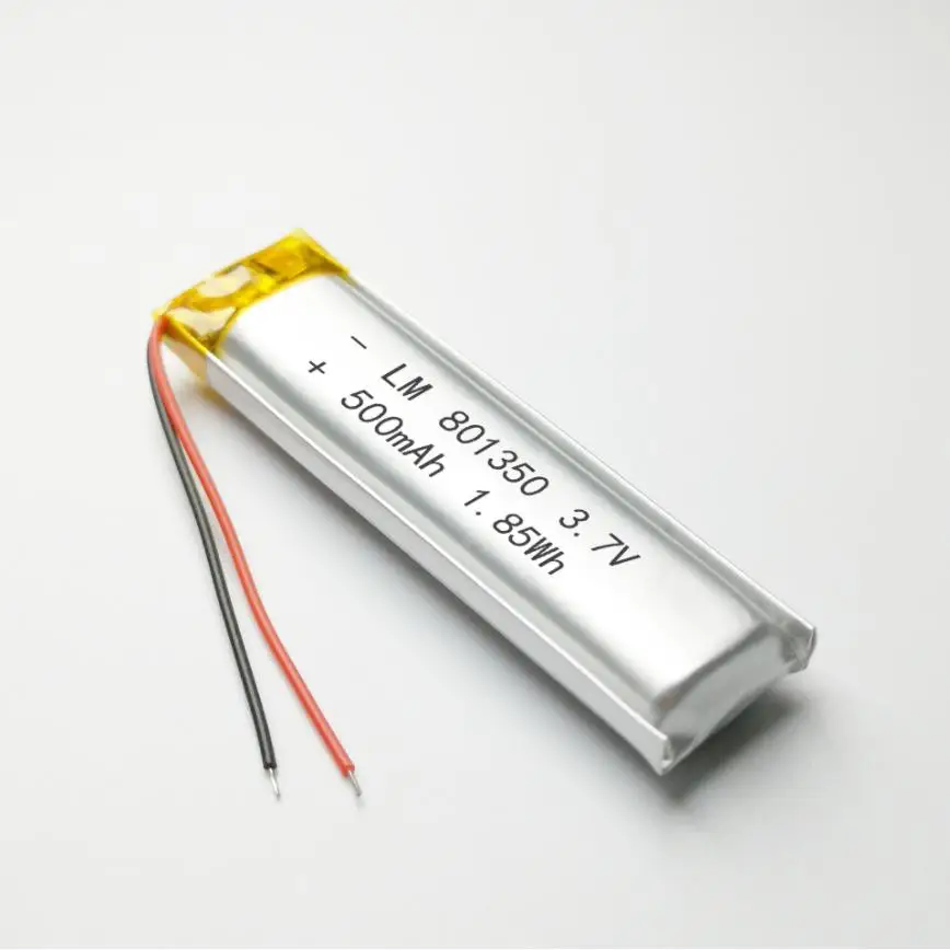 2/5/10pcs 3.7V 500mAh 801350 Lithium Polymer Ion Battery 2.0mm JST Connector