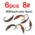 6pcs size 8 mix