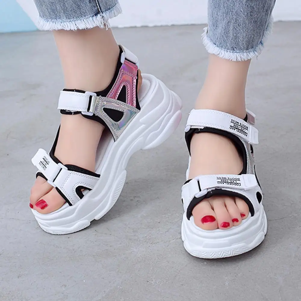 2020Summer Thick Bottom Female Sport Sandals Sexy Hollow Out Open Toe Platform Shoes Women Wedge Casual Shoes Ladies Beach Shoes