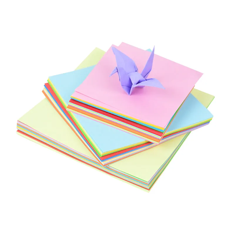 100pcs Origami Square Paper Double Sided Folding Lucky Wish Paper Crane Craft DIY Colorful Scrapbooking 8x8/10x10/12x12/15x15cm