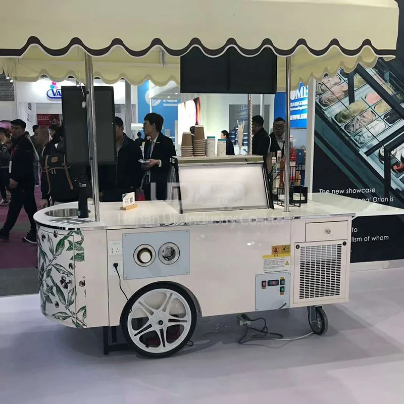 Camión de empuje para perros calientes, Mini remolque comercial, carro de helado de Gelato, venta de supermercado, cocina móvil, quiosco de comida