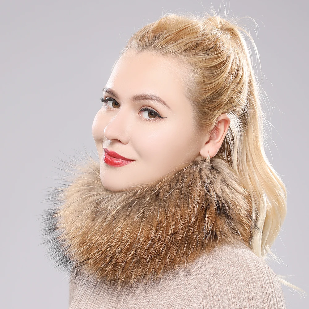 Hot Sale Brand Women Real Fox Fur Scarf Girls Warm Soft Knitted Good Elastic Real Fox Fur Headband Natural Fox Fur Ring Scarves