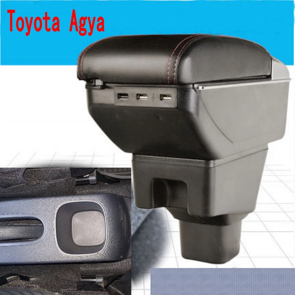 

For Toyota Agya Center console Arm Rest Armrest box central Store content Agya armrest box with cup holder ashtray USB interface