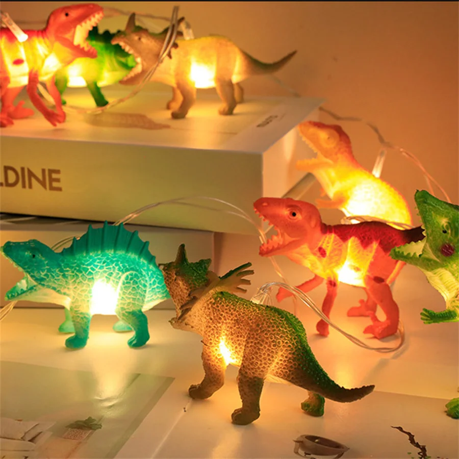 10/20led dinossauro natal luz da corda festa de aniversário luzes fadas crianças brinquedos presente dinossauros guirlanda para crianças quarto