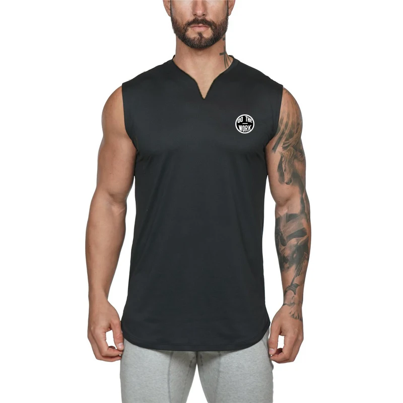 New Mens Sports Casual Workout Breathable Tank Top Musculation Gym Clothing Bodybuilding Fitness Singlets Sleeveless V-Neck Vest