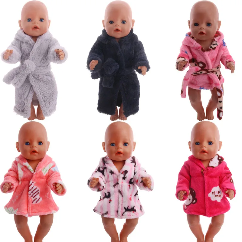 Doll Clothes Cute Plush Coat Bathrobe Pajamas For 18 Inch American Doll Girls & 43 Cm New Born Baby Items,Our Generation,Gifts