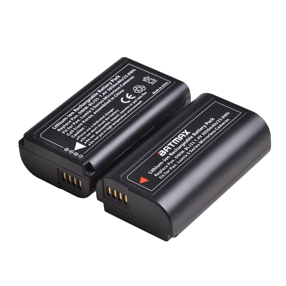 Batmax 3050mAh DMW-BLJ31 DMW BLJ31 BLJ31 Battery+LCD USB Dual Charger for Panasonic LUMIX S1, S1R, S1H Mirrorless cameras