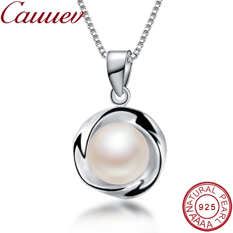 925 argent regardé collier pendentif pour les femmes véritable 100% réel uto AA haute qualité Naturel perle d\'eau douce pendentif jewelry8-9mm