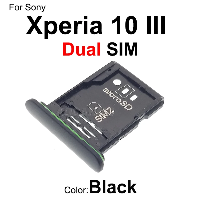 Aocarmo For Sony Xperia 10 III Mark3 X10III Dual SIM Card Holder Sim Tray Slot With Dust Plug Cover Replacement Part