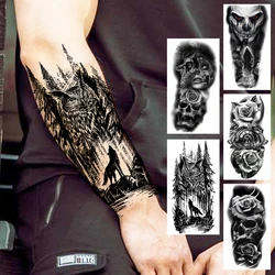 Black Forest Temporary Tattoos For Women Men Realistic Clown Mask Skull Dahlia Fake Tattoo Sticker Forearm Leg Tatoos Hot Sale